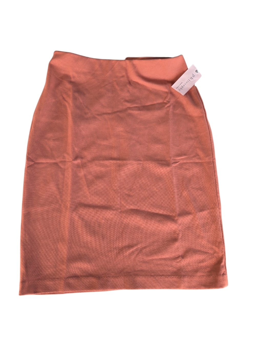 NWT Philosophy Nordstrom Rack Midi Pencil Skirt with Gold Zip Rust Color Size 2